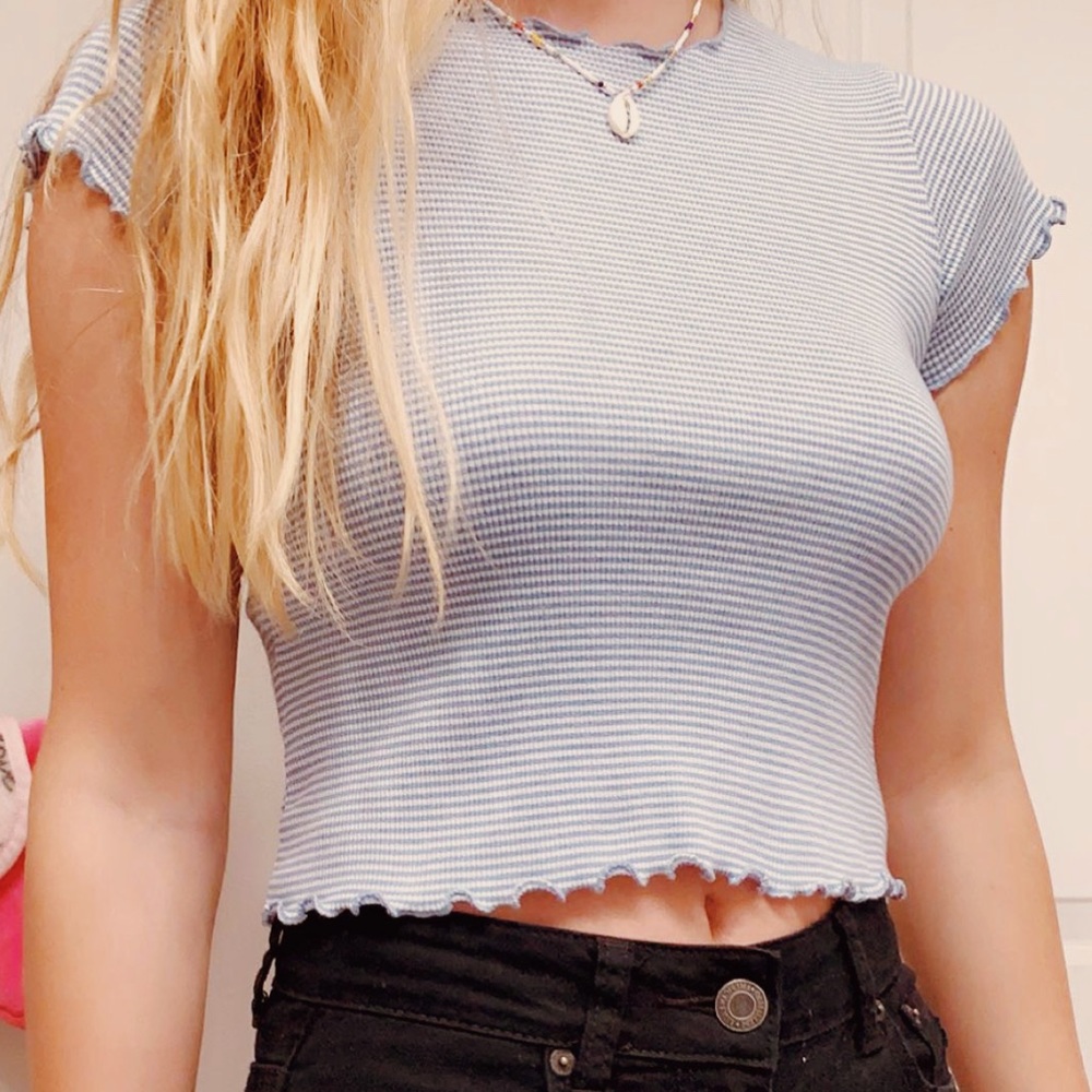 Brandy Melville blue ruffle top
